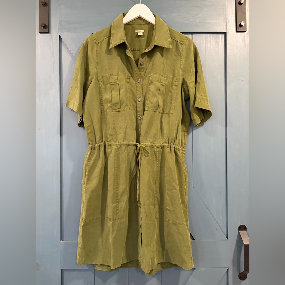 Sundance Hartford Shirt Dress Women's S Button Up Drawstring Collar Knee Length